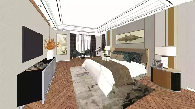 Home bedroom  modern  light luxury