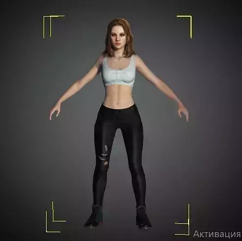 girl obj woman in tank top and leggings Free 3D model