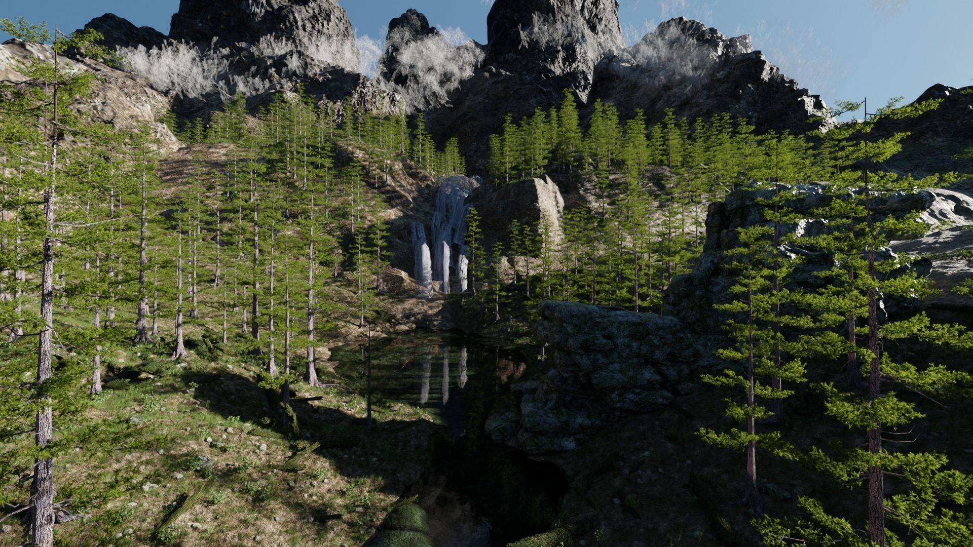 Old House in Forest Scene 3D model_5