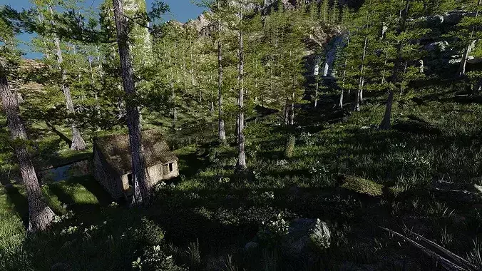 Old House in Forest Scene 3D model 5