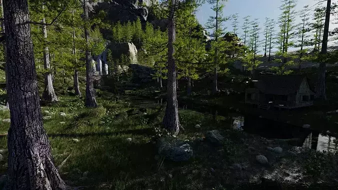 Old House in Forest Scene 3D model 3
