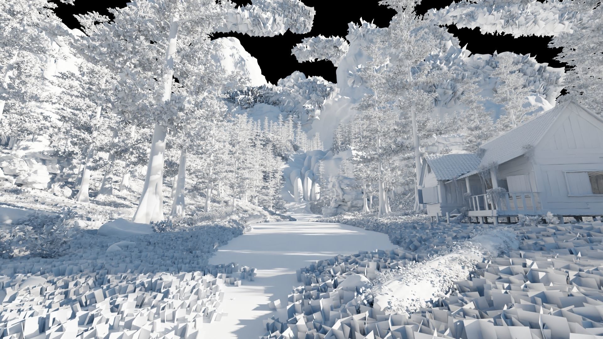 Old House in Forest Scene 3D model_9