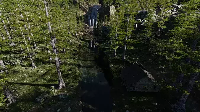 Old House in Forest Scene 3D model 4