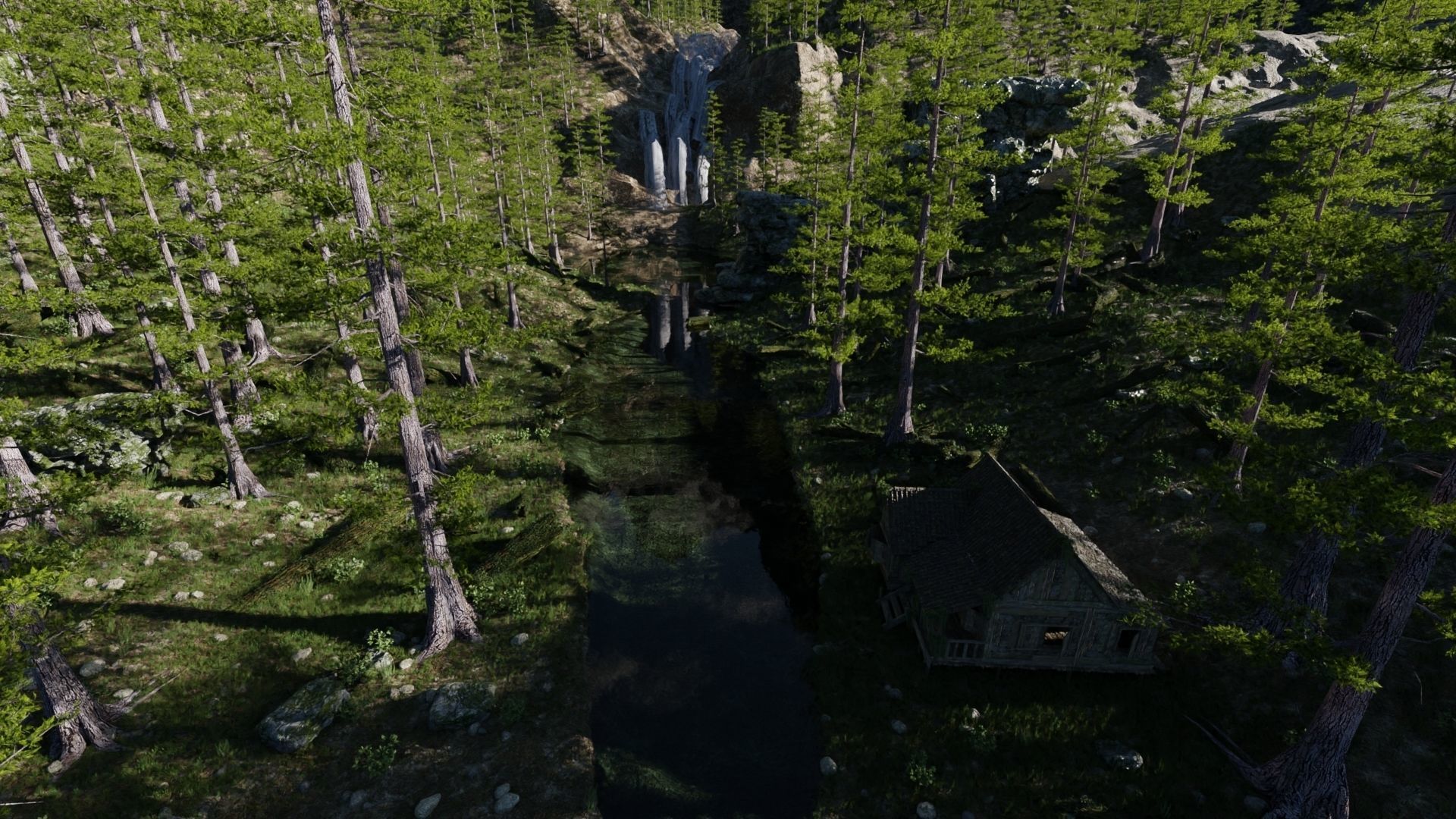Old House in Forest Scene 3D model_3