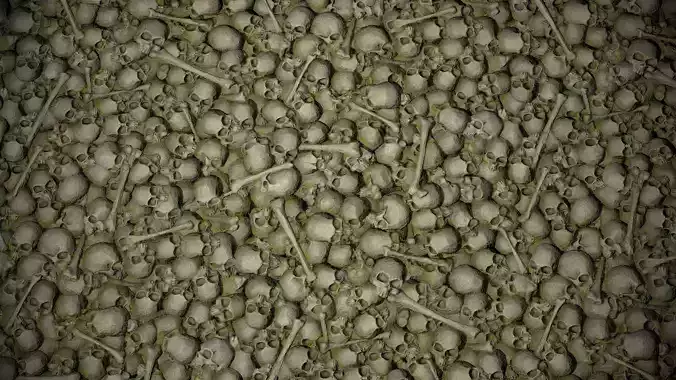 Pile of bones with moss 