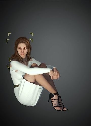 model blender woman in dress Low-poly 3D model