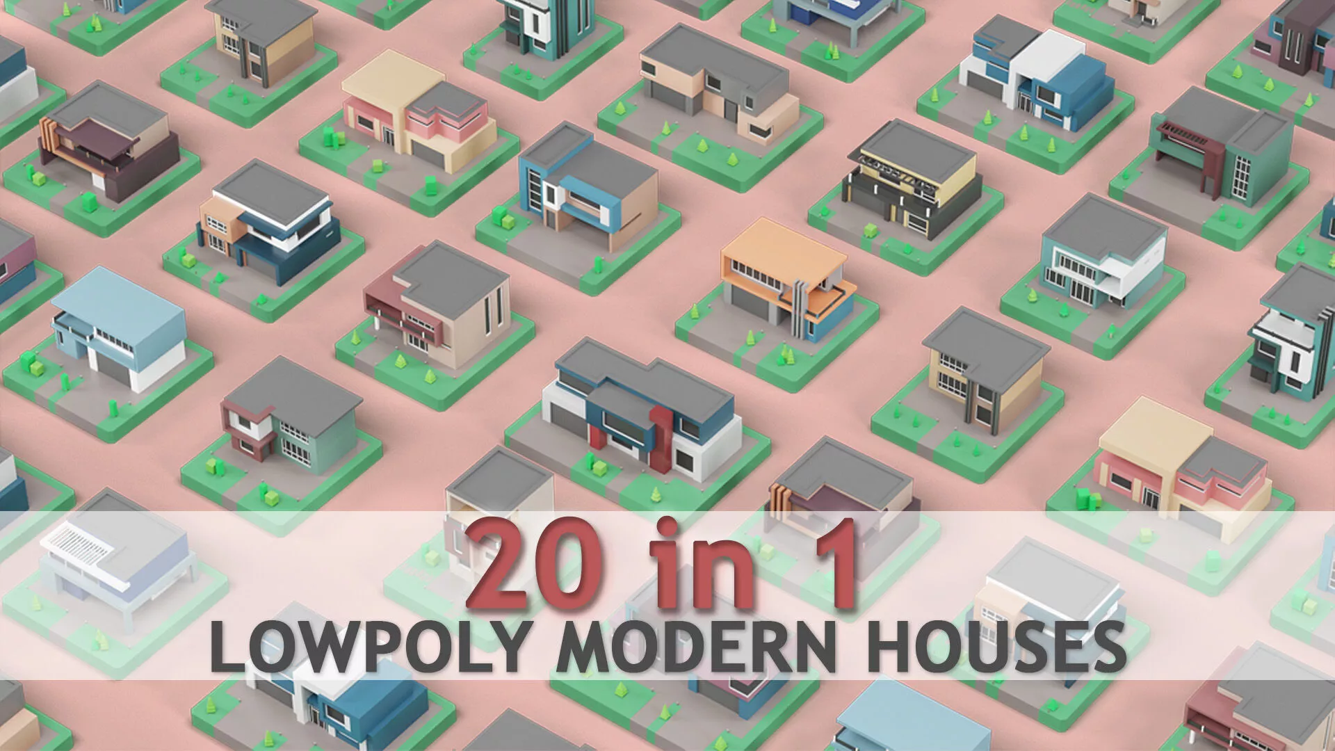 Low Poly Modern House Pack - 20 Houses low poly Free low-poly 3D model