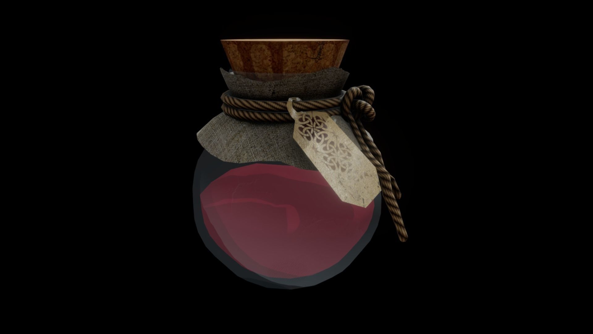Flask with an alchemical potion Low-poly 3D model_1