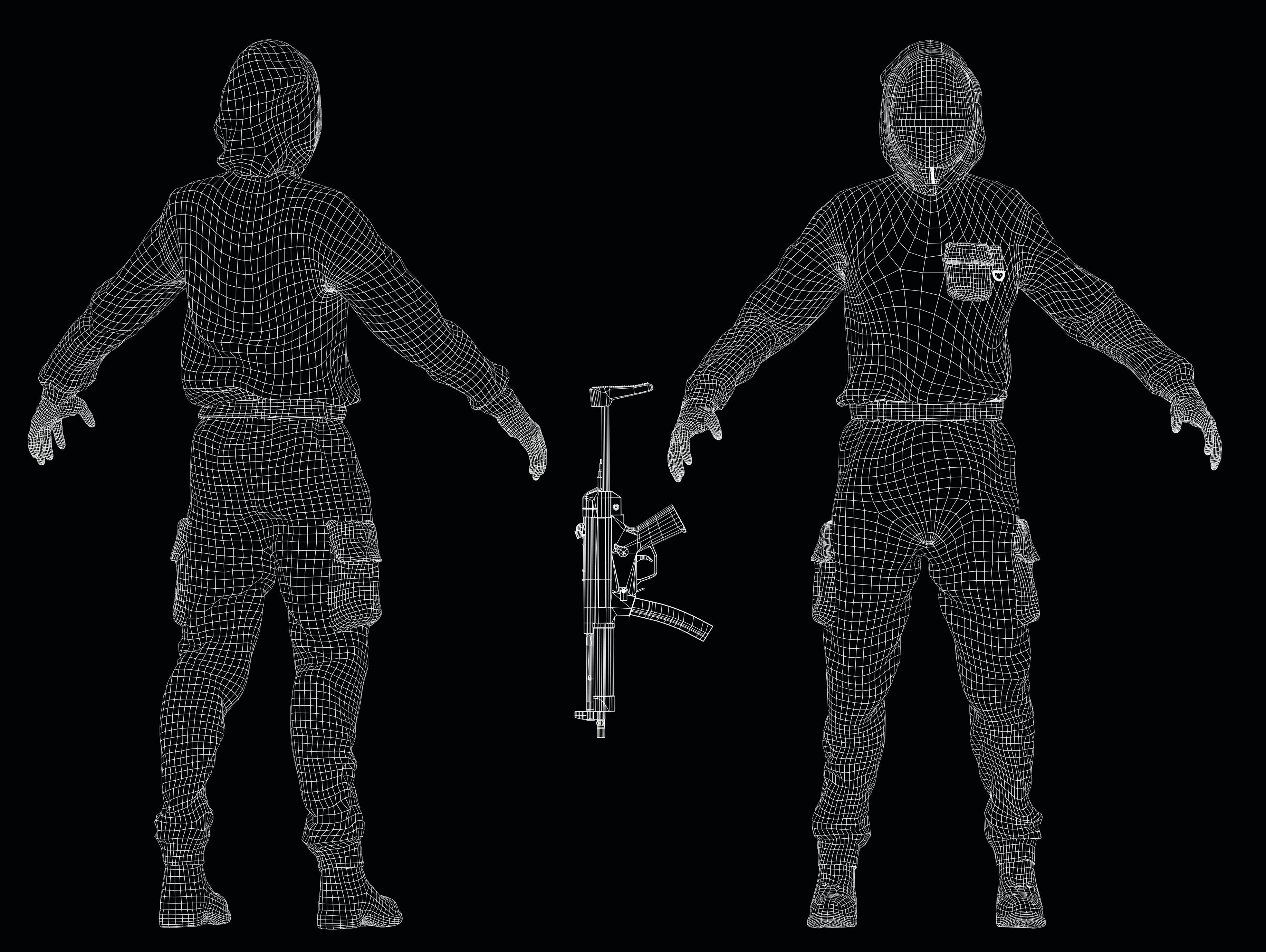 Squid Game soldier Low-poly 3D model_9