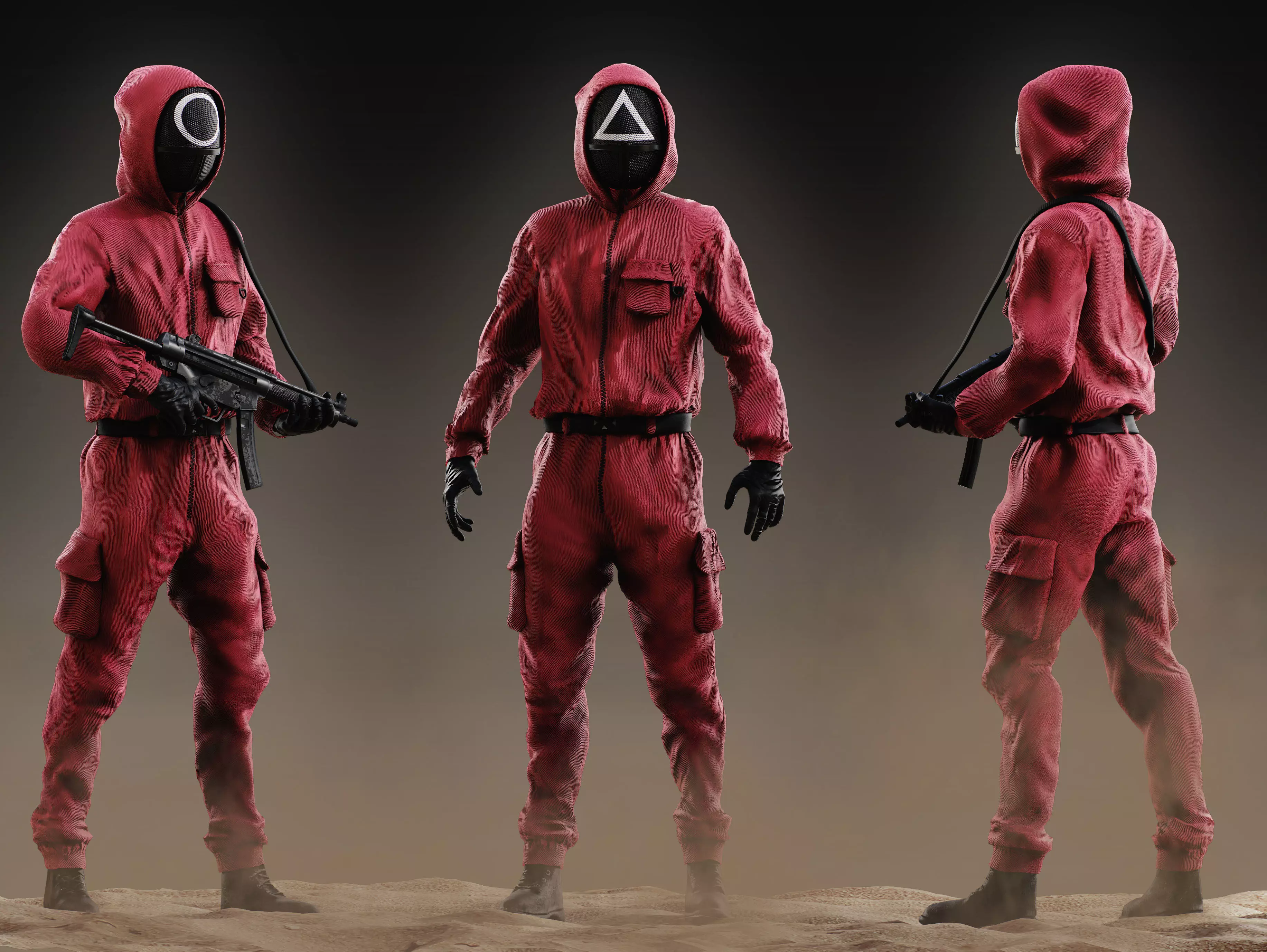 Squid Game soldier Low-poly 3D model_0