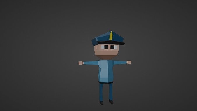Police Man Low Poly  Free low-poly 3D model