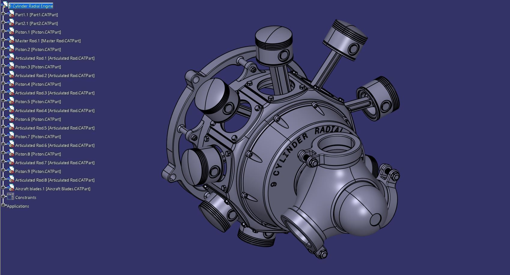 9 Cylinder Radial Engine 3D model_3