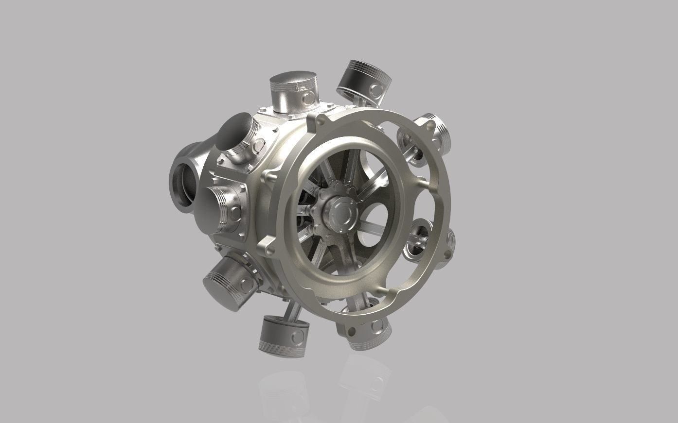 9 Cylinder Radial Engine 3D model_2
