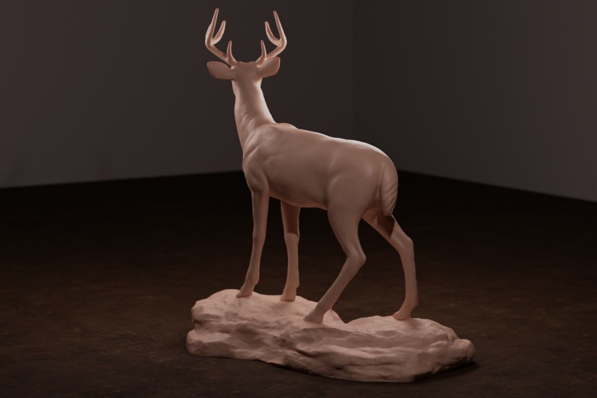 Whitetail Deer Sculpture 3D print model_1