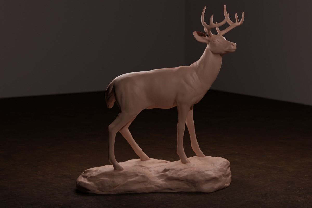 Whitetail Deer Sculpture 3D print model_2