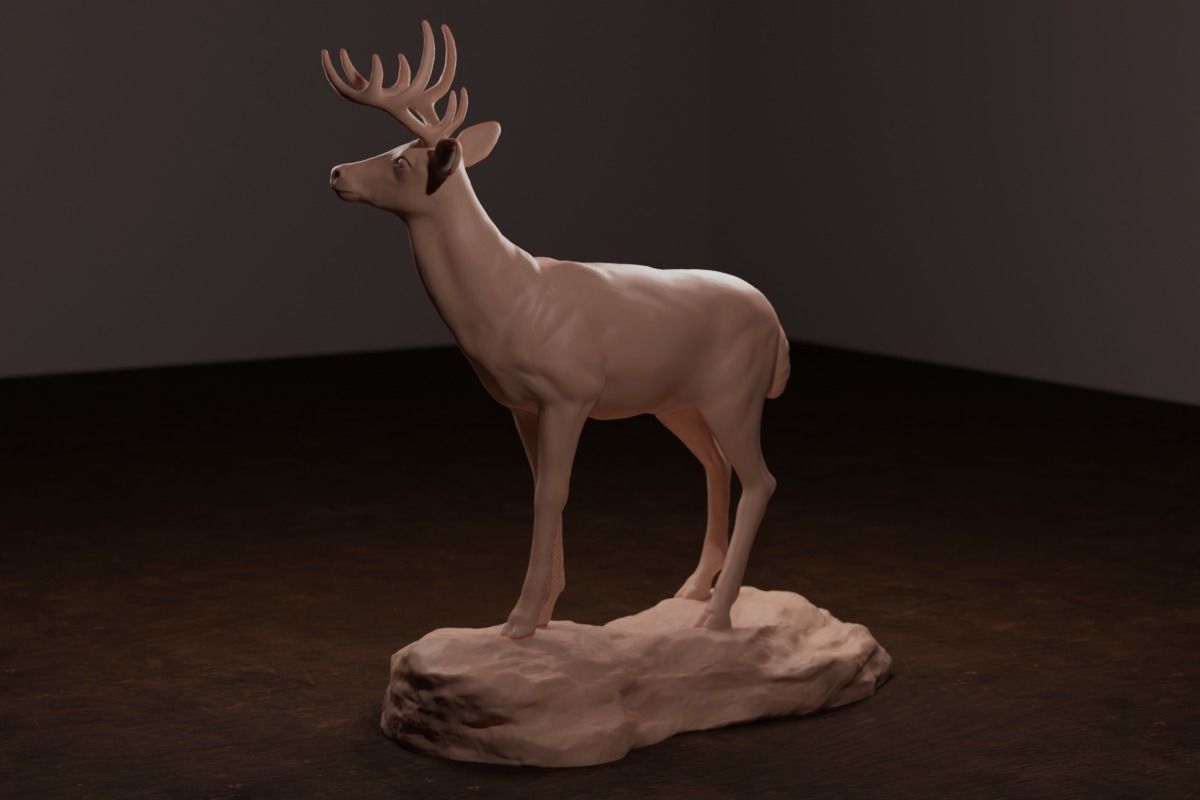 Whitetail Deer Sculpture 3D print model_4
