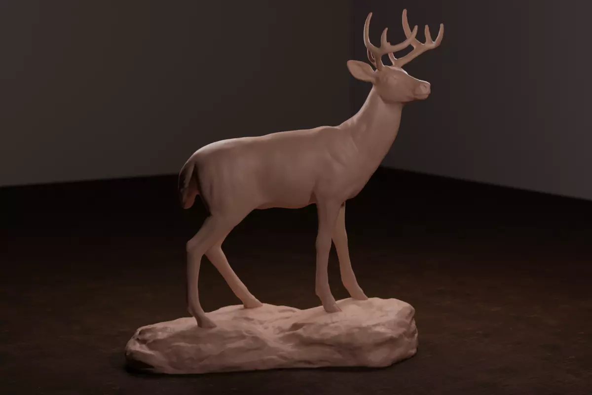 Whitetail Deer Sculpture 3D print model_0