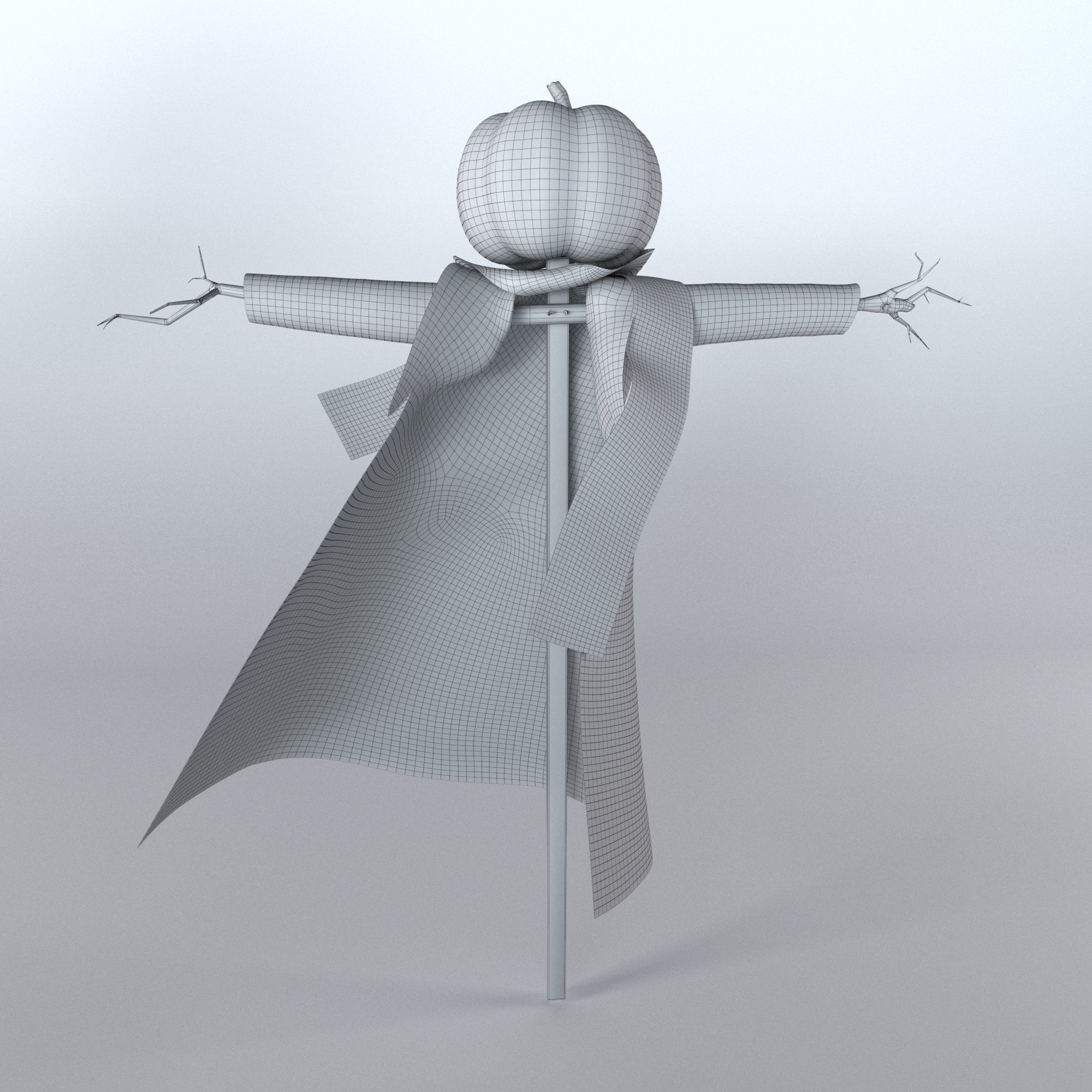 Scarecrow two scarecrows with pumpkins 3D model