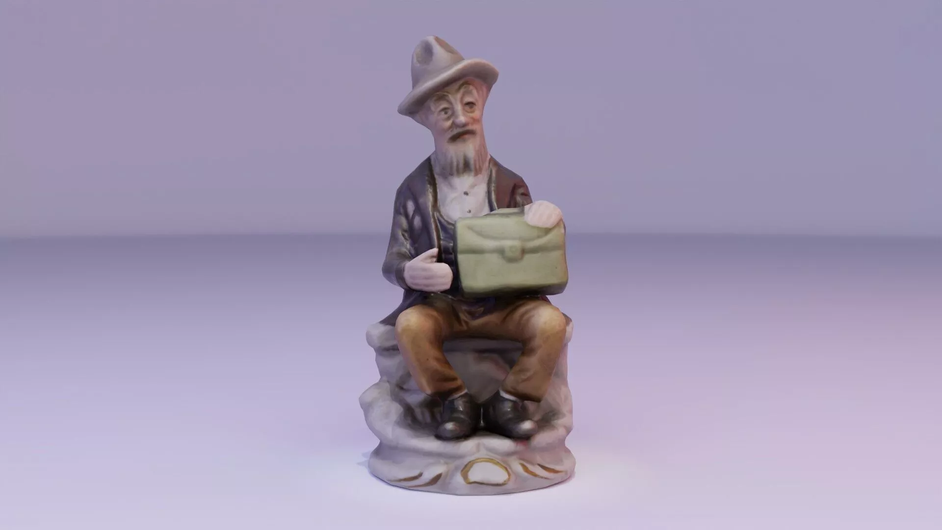 Old man statue Low-poly 3D model