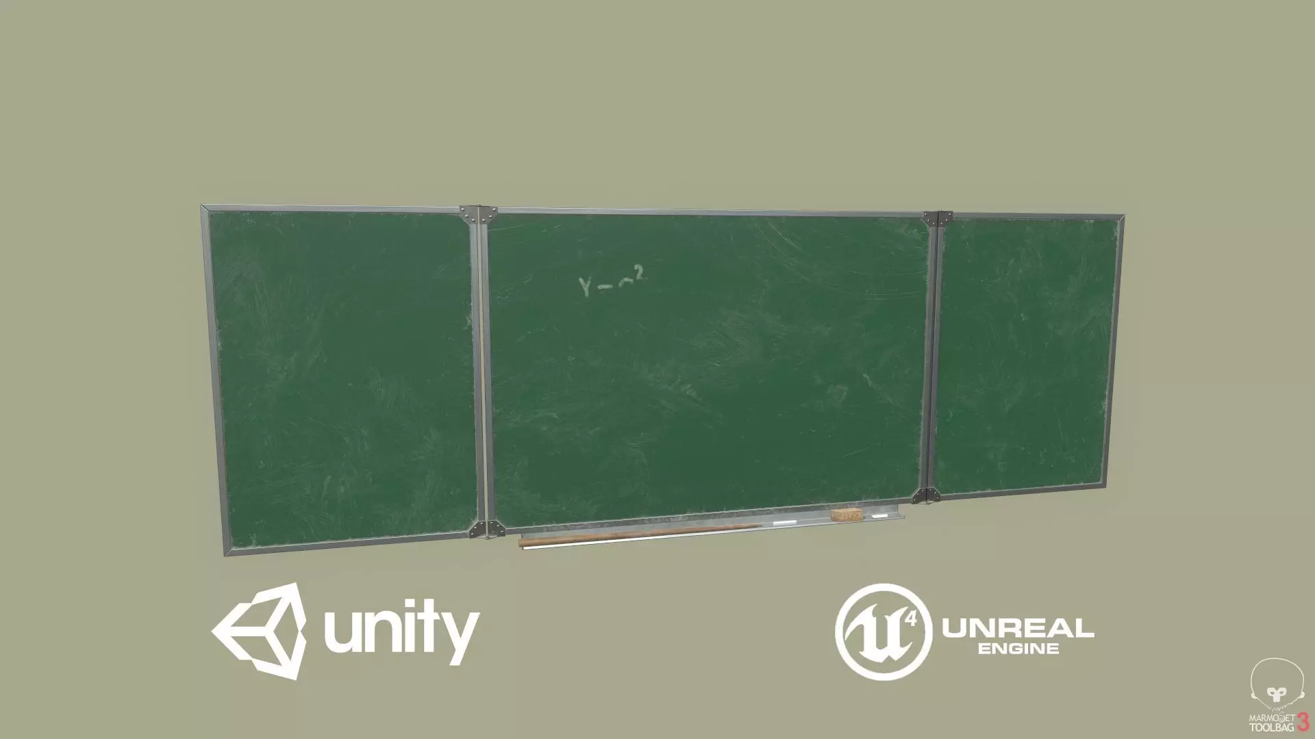 Chalkboard Low-poly 3D model_0