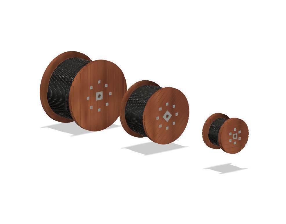 Model Railway - Cable Drums with and without Cable 3D print model_4