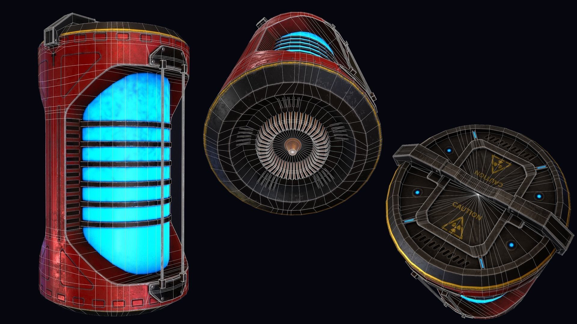 Sci-Fi Battery Module and Energy Cell Low-poly 3D model_12