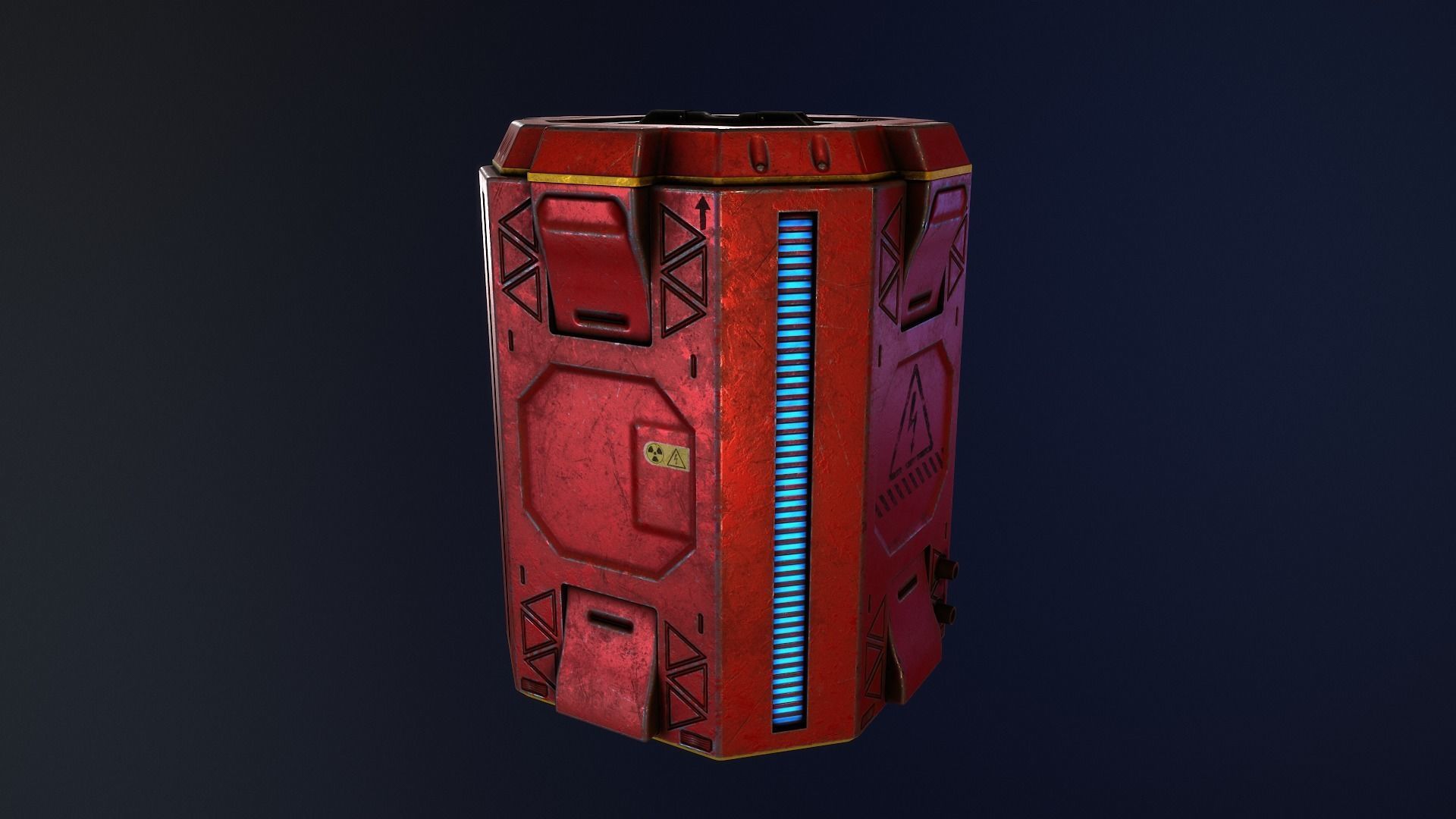 Sci-Fi Battery Module and Energy Cell Low-poly 3D model_1