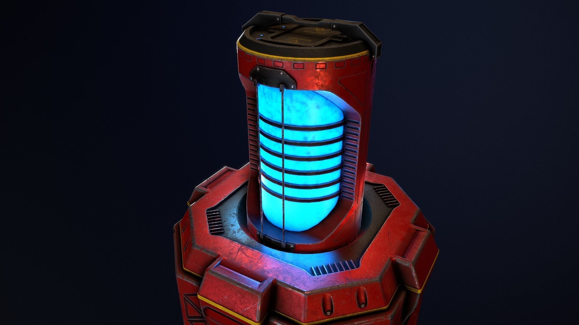 Sci-Fi Battery Module and Energy Cell Low-poly 3D model_7