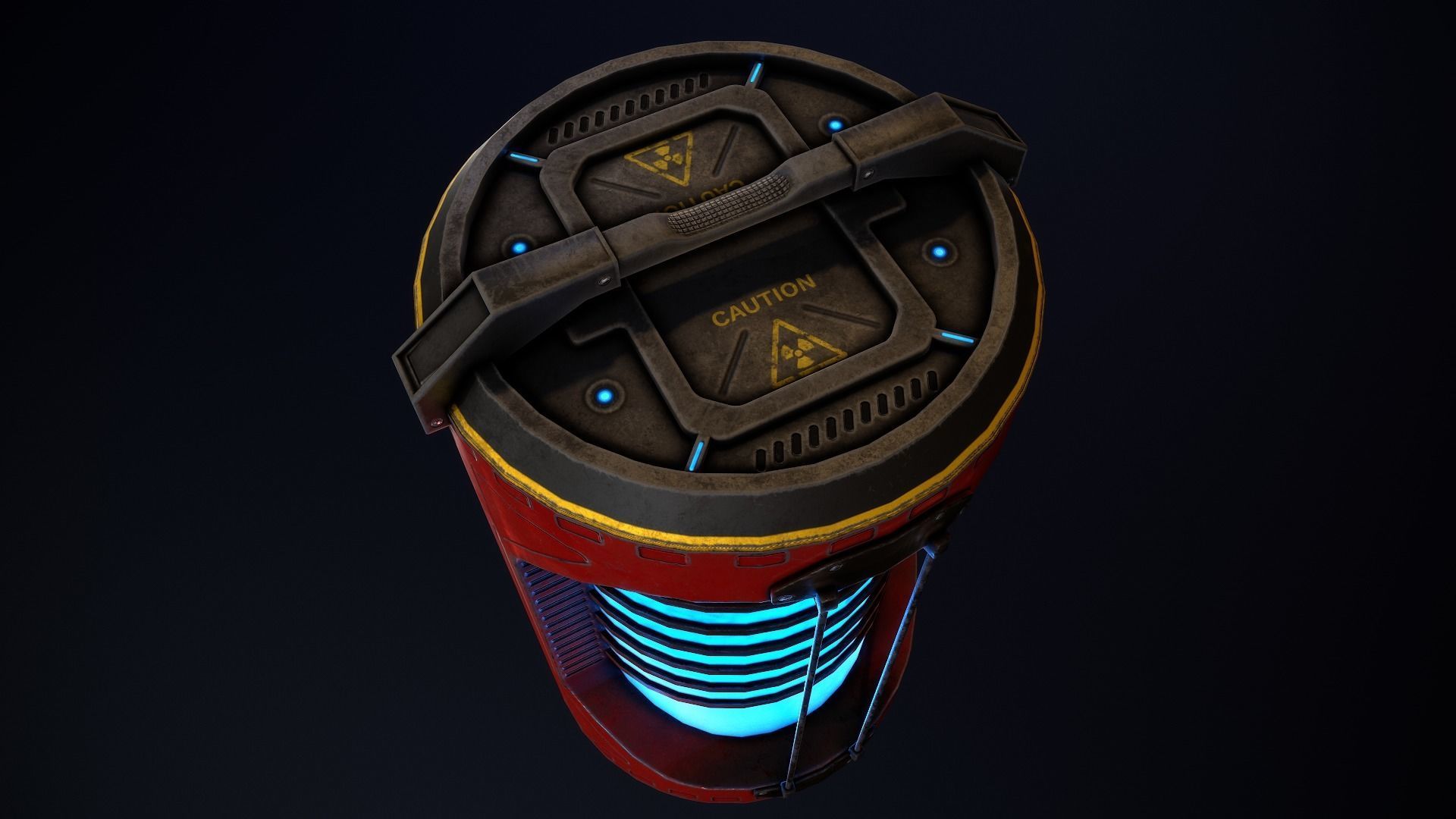 Sci-Fi Battery Module and Energy Cell Low-poly 3D model_9