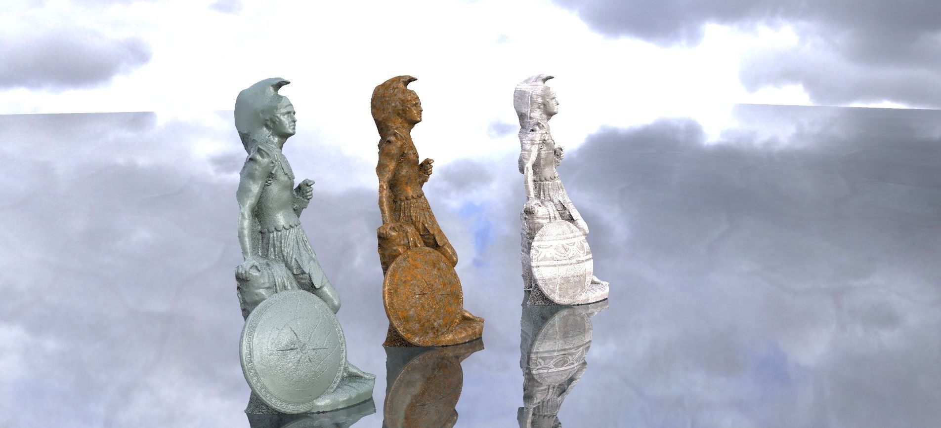 Roman Soldier With Shield at feet 3D model_1