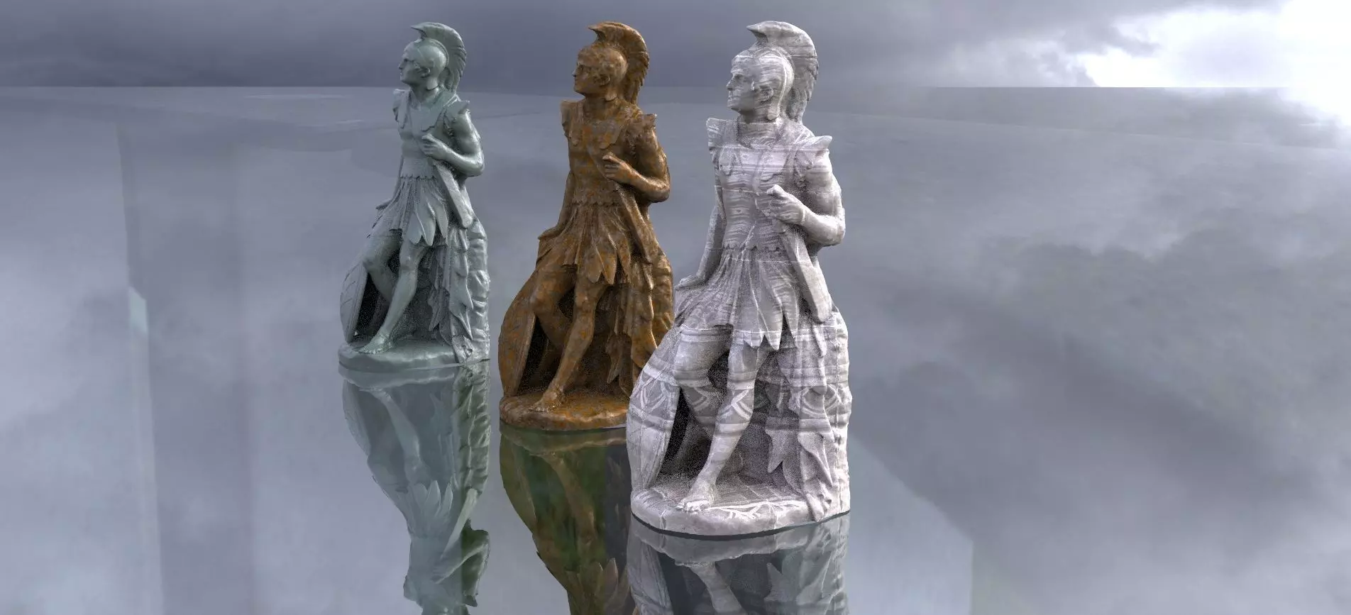 Roman Soldier With Shield at feet 3D model_0