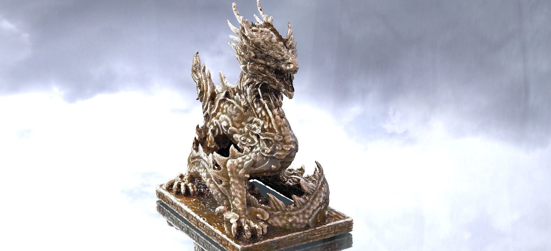 Asian Dragon set with Wall design 3D model_2