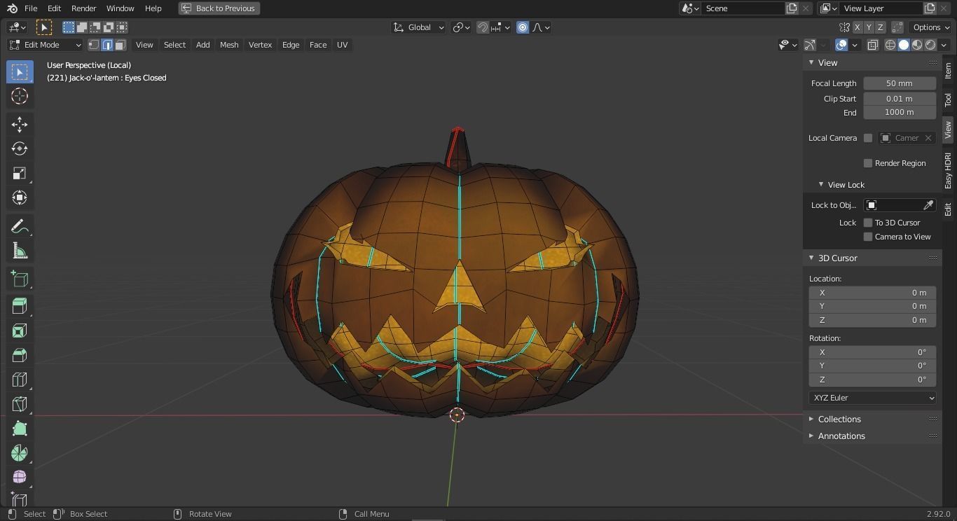 Jack-O-Lantern - Halloween Pumpkin  Low-poly 3D model_9