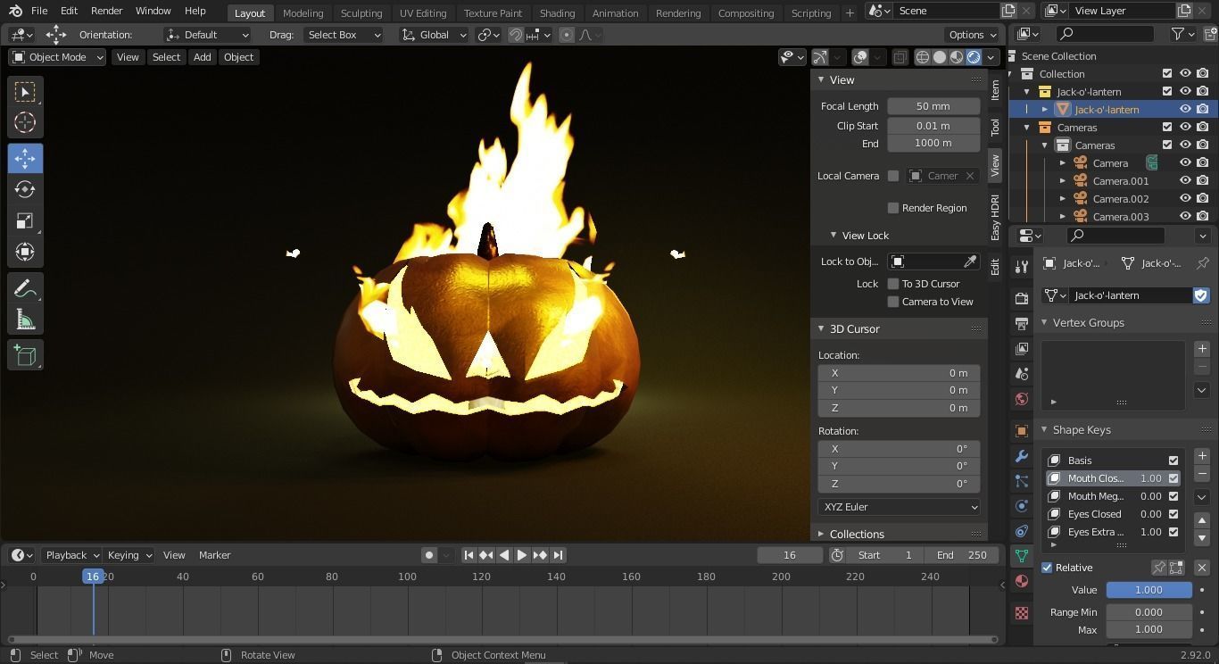Jack-O-Lantern - Halloween Pumpkin  Low-poly 3D model_6