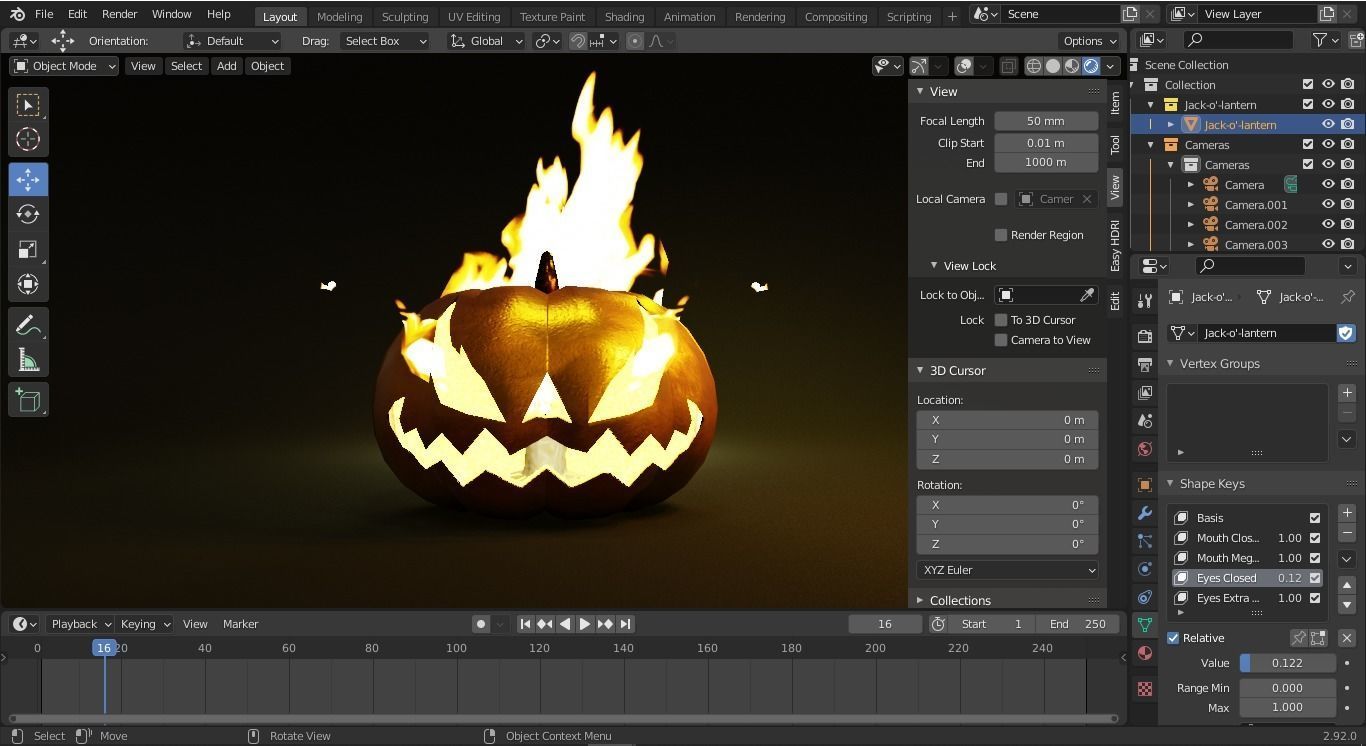 Jack-O-Lantern - Halloween Pumpkin  Low-poly 3D model_8