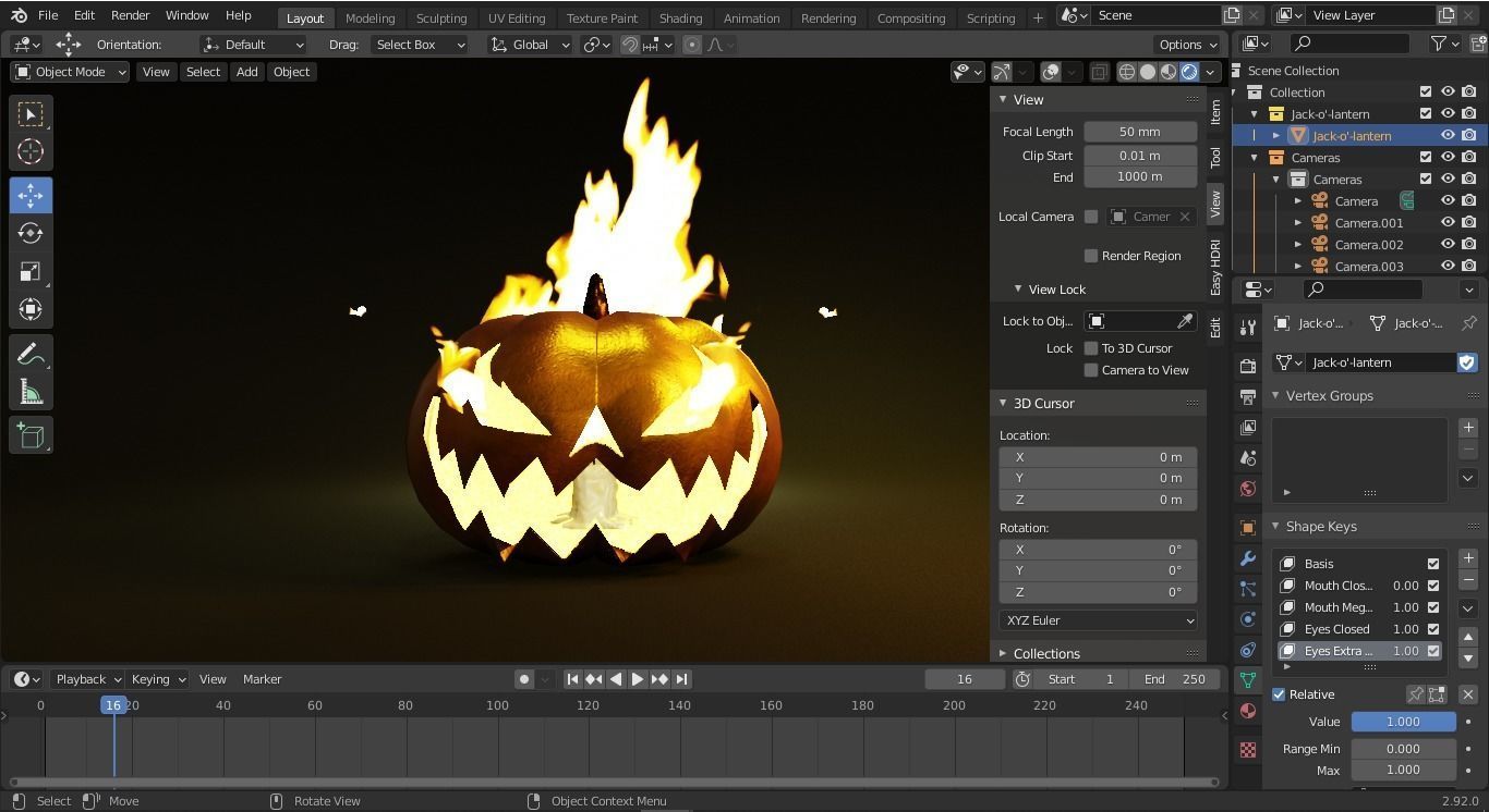 Jack-O-Lantern - Halloween Pumpkin  Low-poly 3D model_7