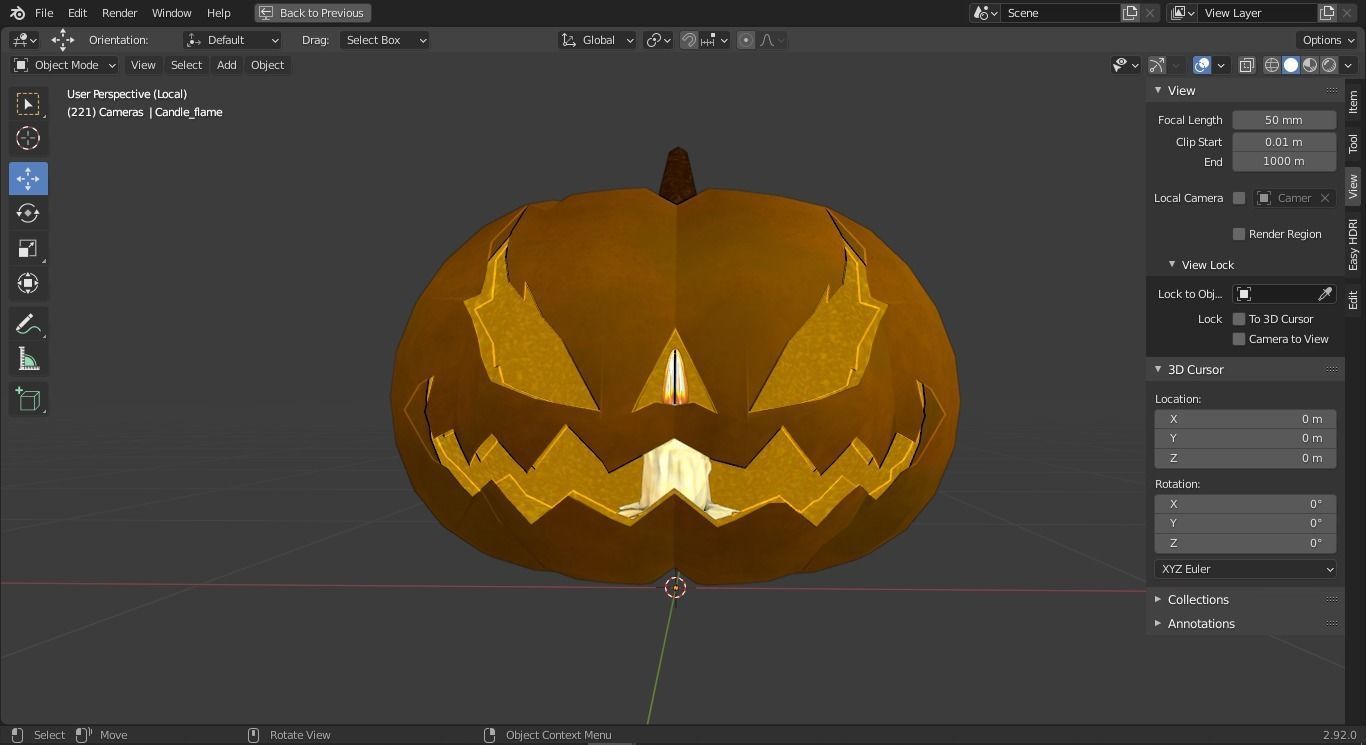 Jack-O-Lantern - Halloween Pumpkin  Low-poly 3D model_10
