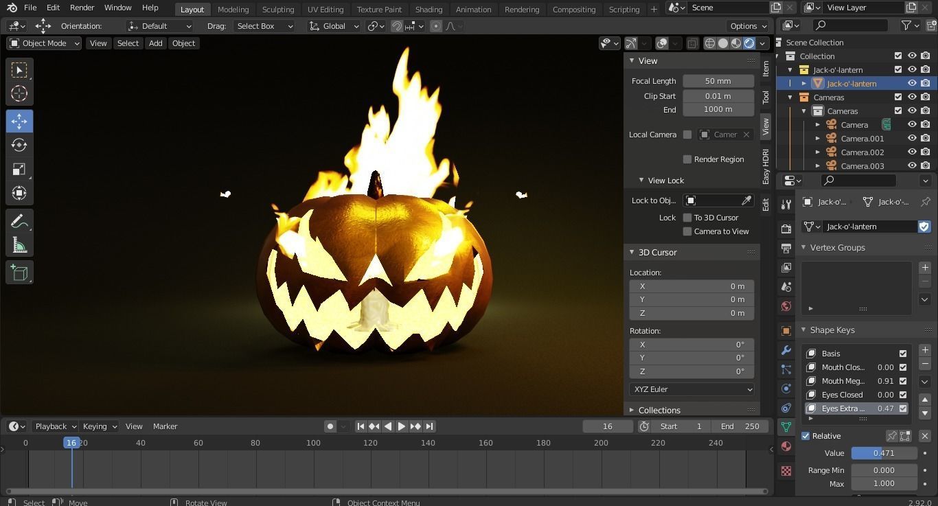 Jack-O-Lantern - Halloween Pumpkin  Low-poly 3D model_5