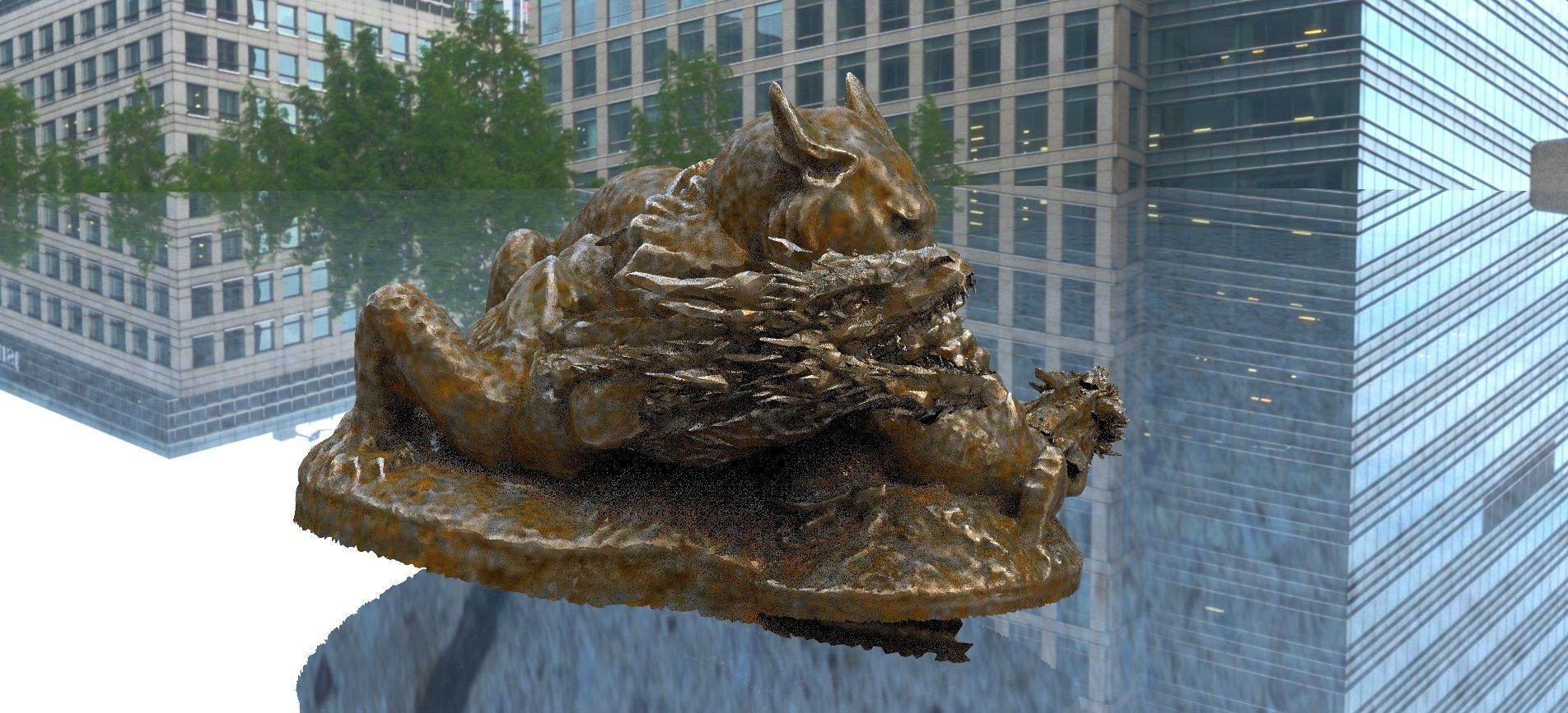 Lion killing Dragon Stratue 3D model_1