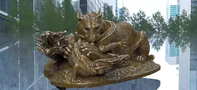 Lion killing Dragon Stratue 3D model