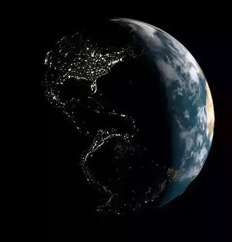 Earth at night - elements furnished Low-poly 3D model