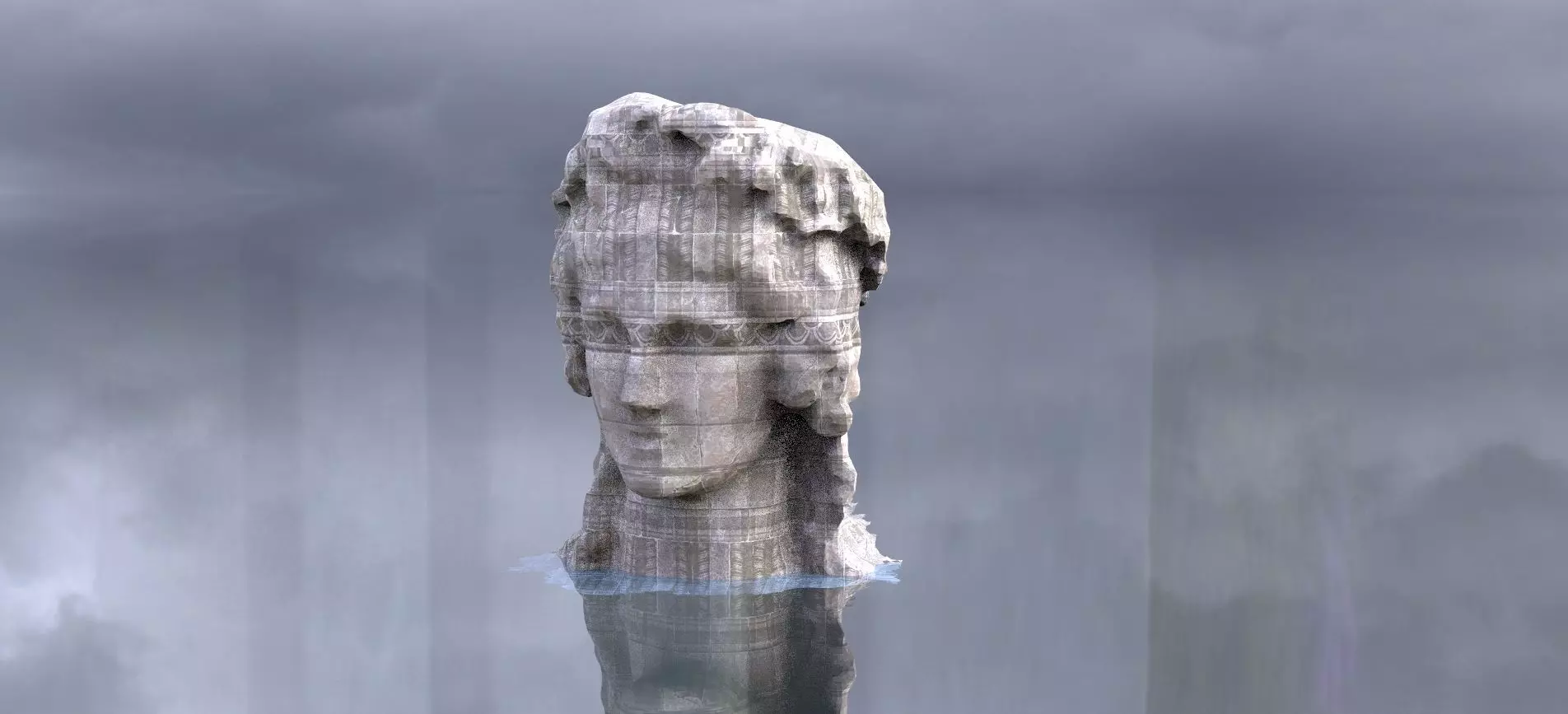 Female Greek Statue Head 3D model