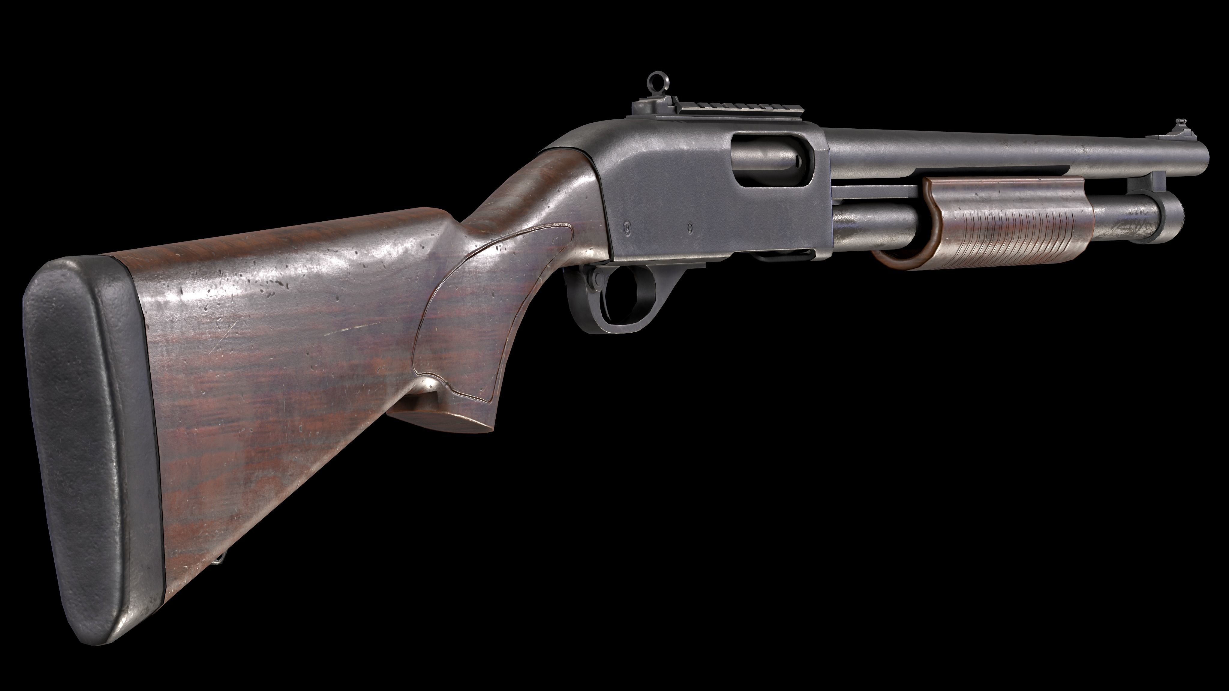 Remington 870 Shotgun PBR Low-poly 3D model_1