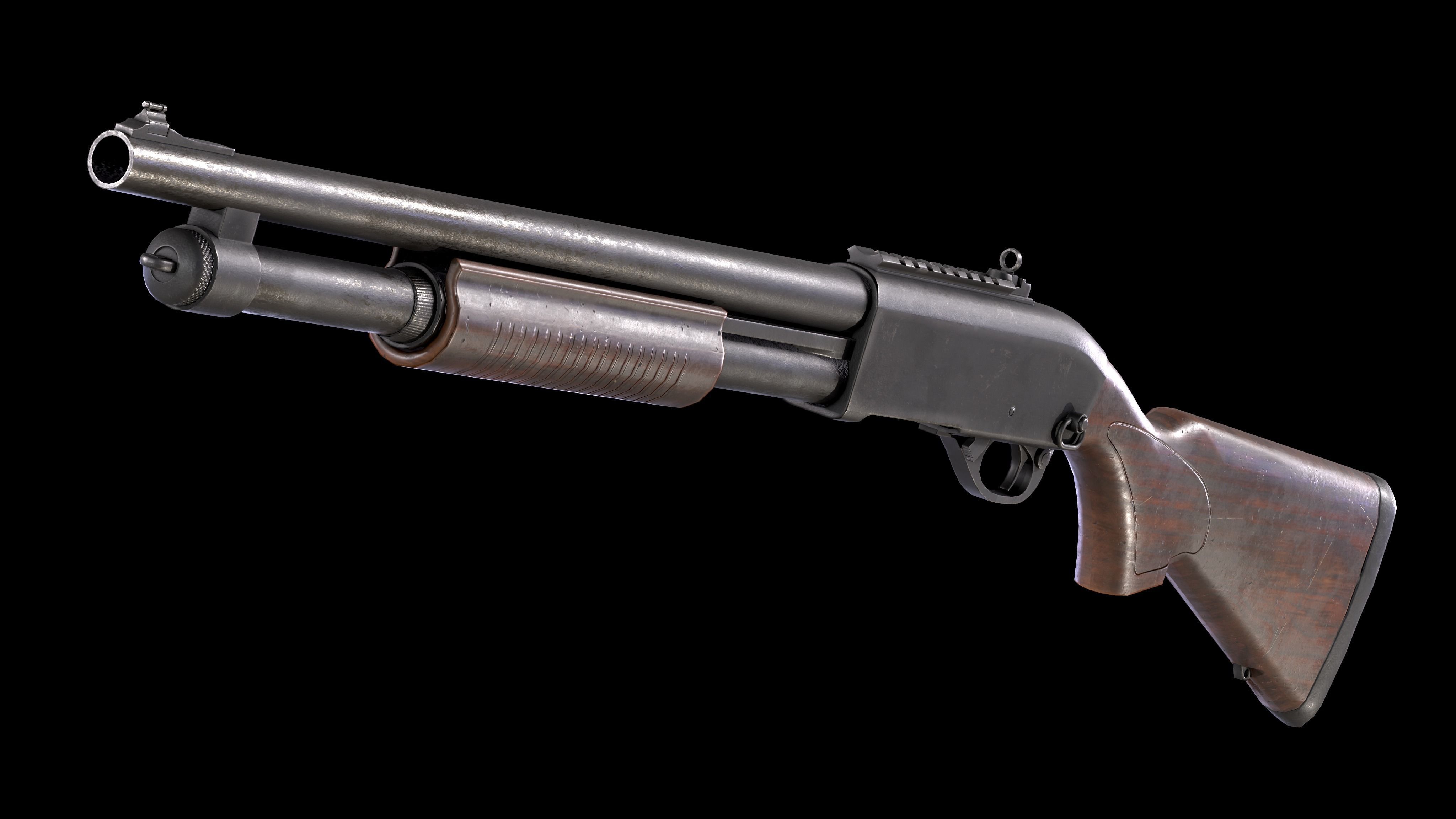 Remington 870 Shotgun PBR Low-poly 3D model_4