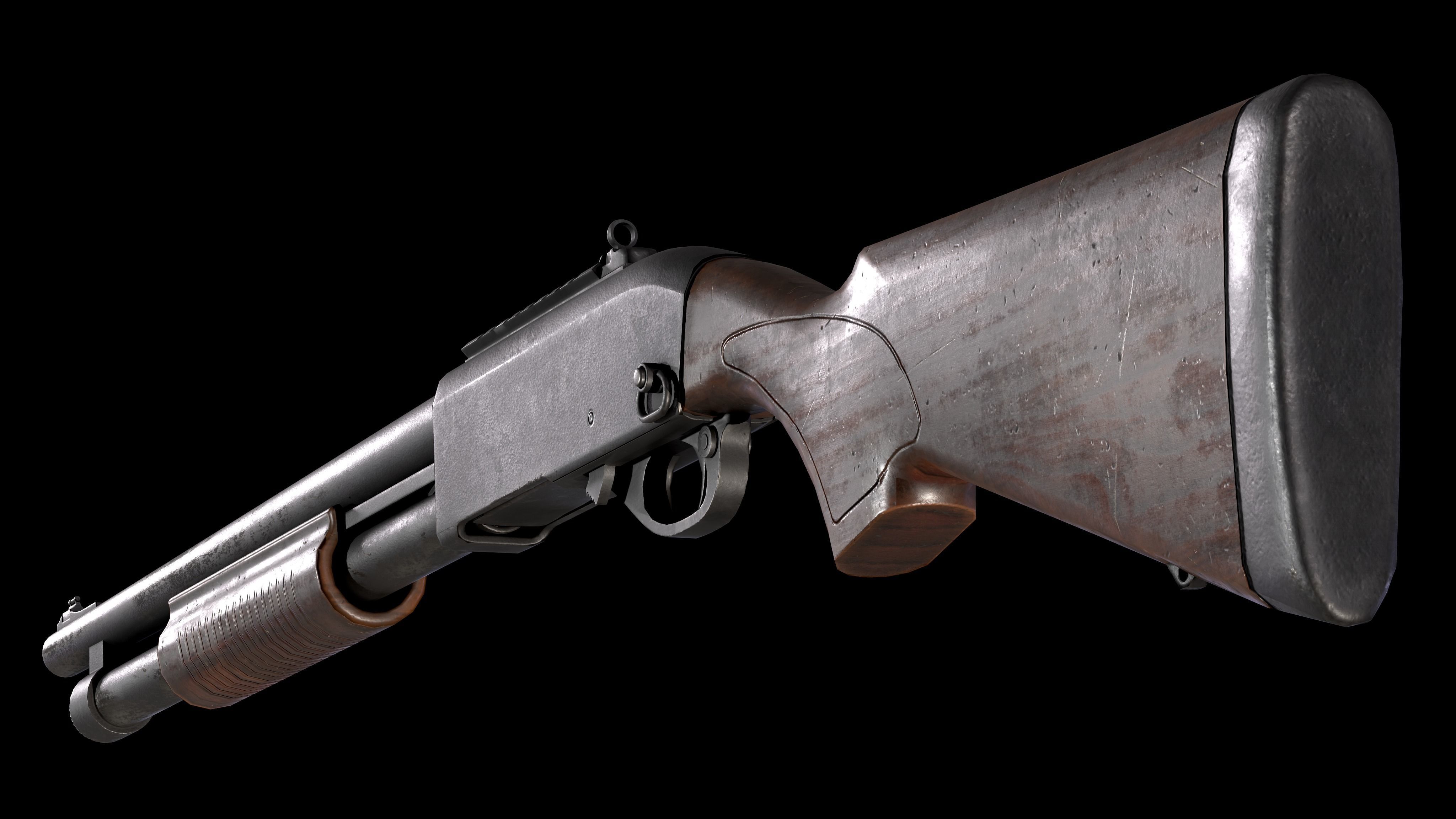 Remington 870 Shotgun PBR Low-poly 3D model_2