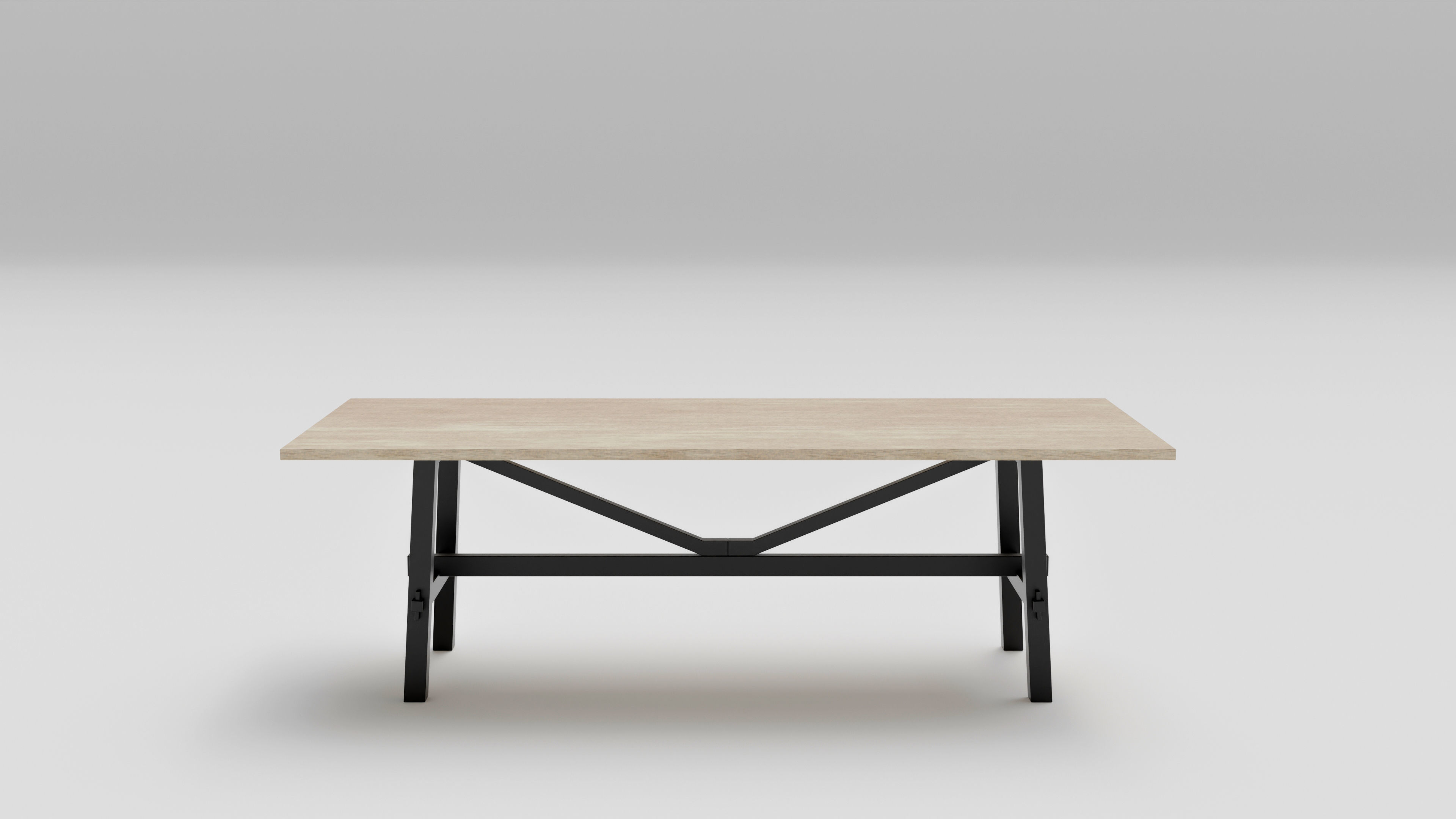 Wooden Kitchen Table Free low-poly 3D model_2