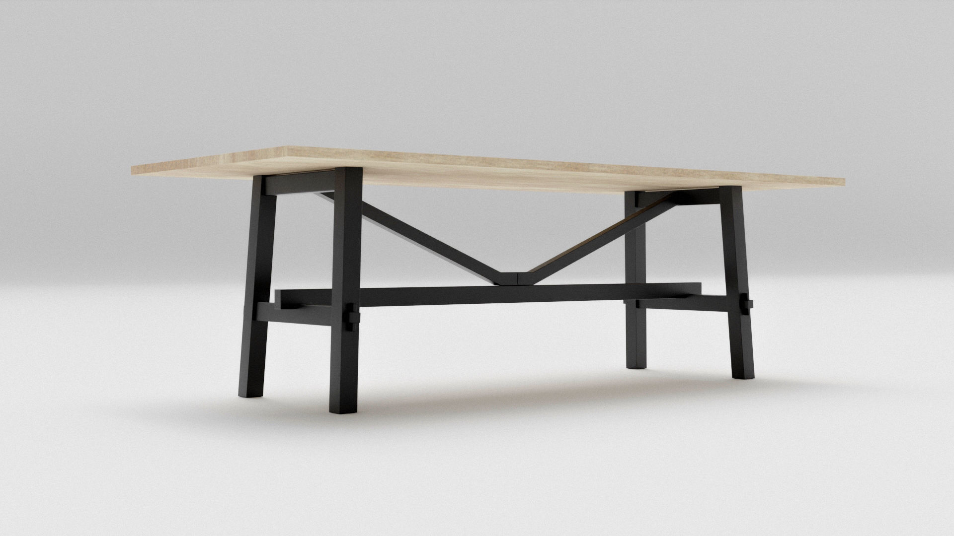 Wooden Kitchen Table Free low-poly 3D model_3