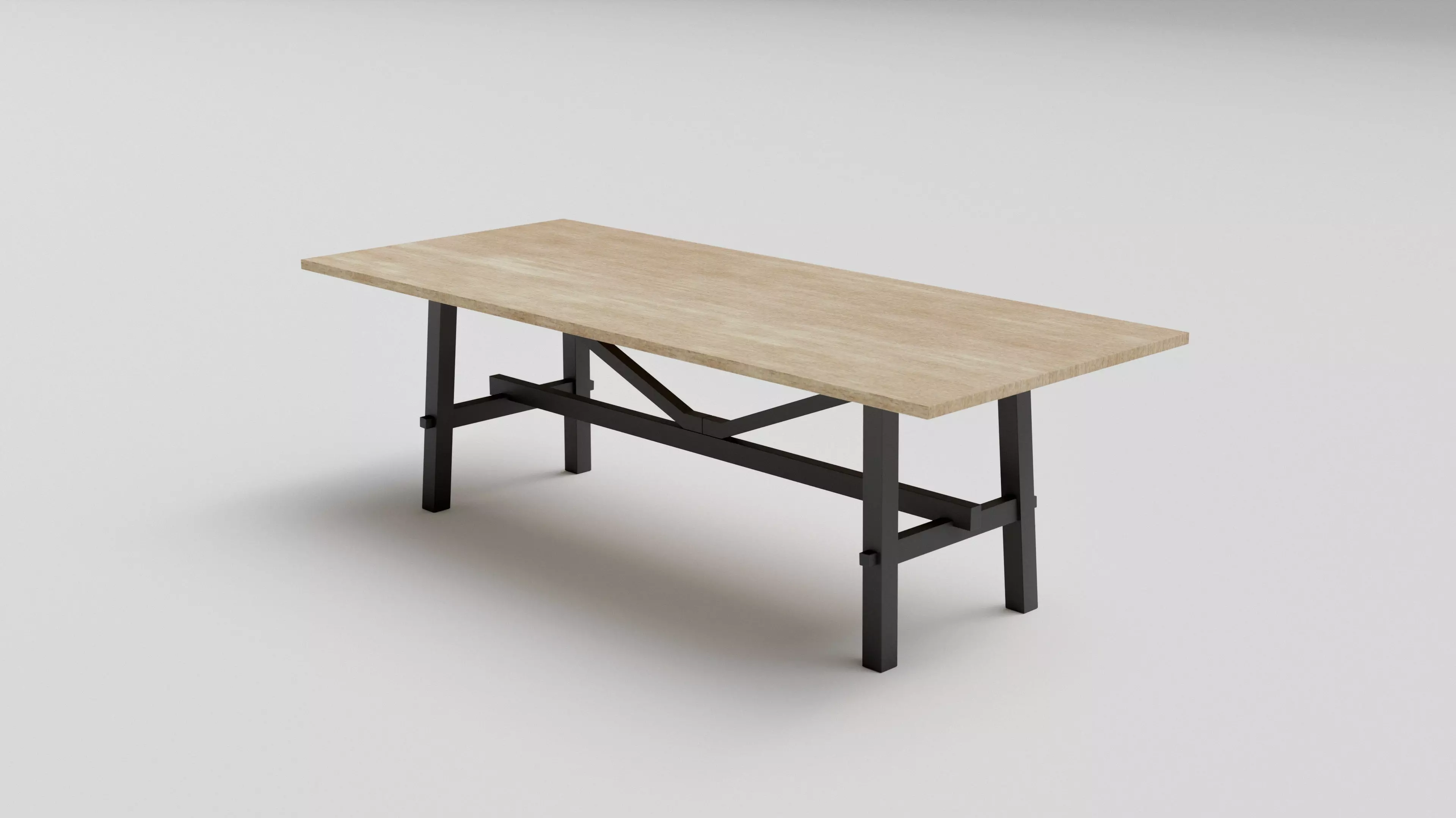 Wooden Kitchen Table Free low-poly 3D model_0