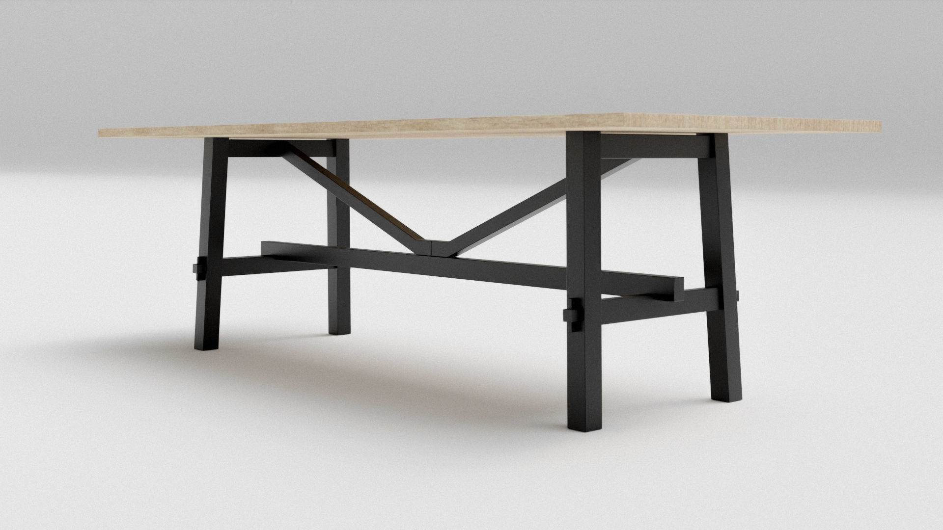 Wooden Kitchen Table Free low-poly 3D model_1