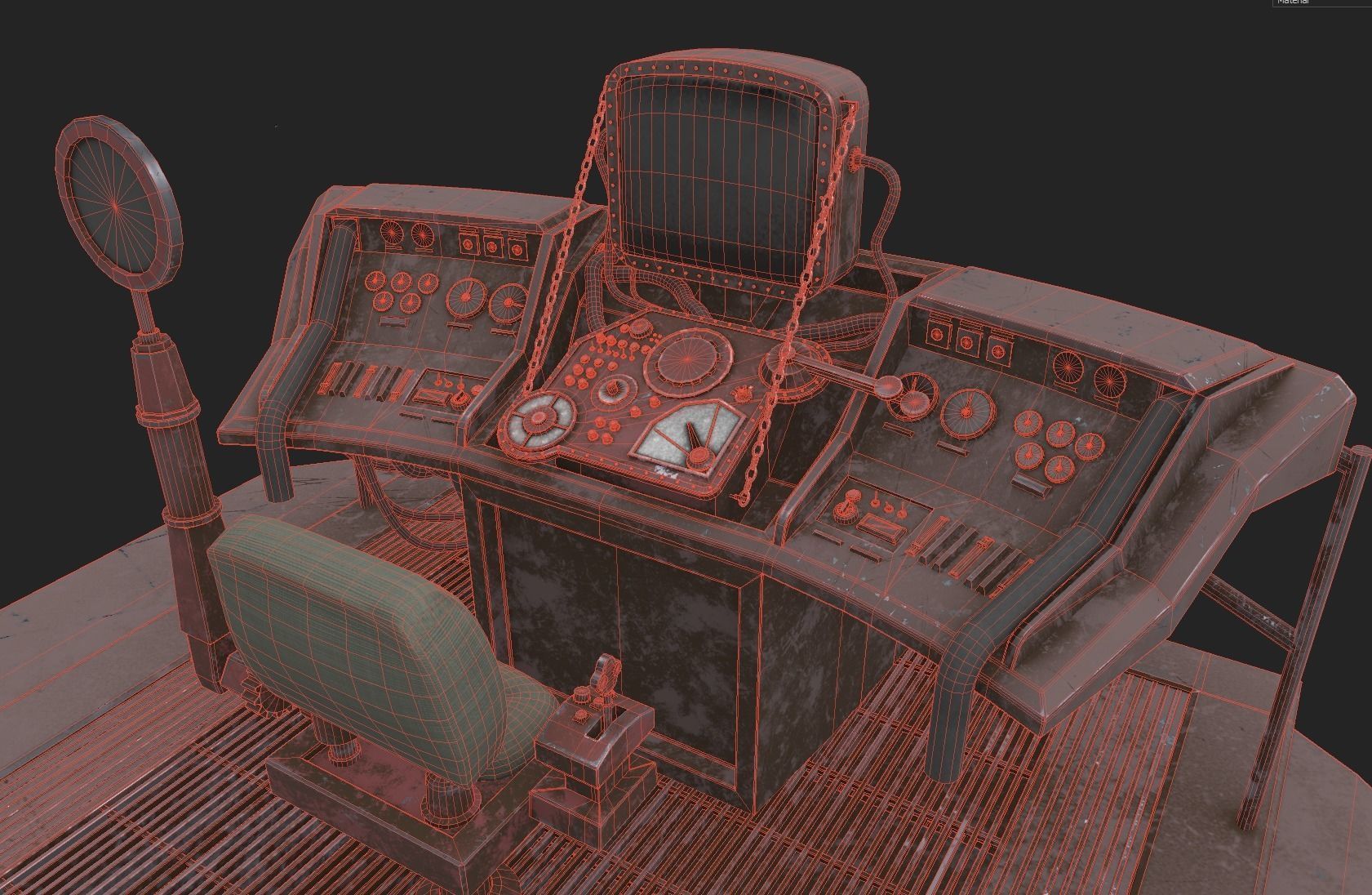 Steampunk Time Machine Low-poly 3D model_3